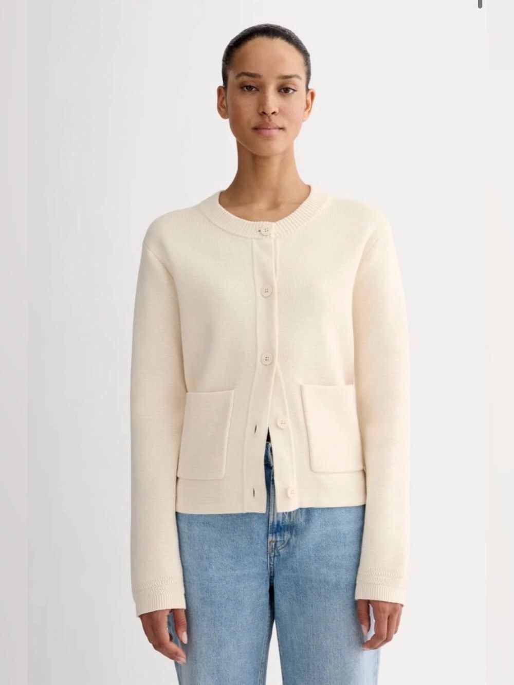 New Everlane The Crew Cardigan in Everyday Cotton - Canvas Size M